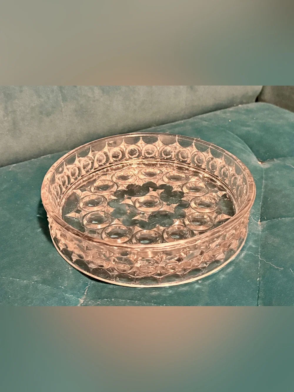 Vintage “Glow Glass” Beautifully Intricate Trinket/Candy Dish